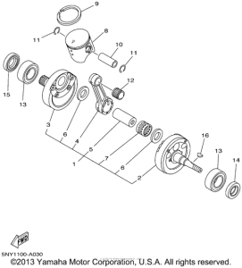YZ125P Коленчатый вал и Поршень
