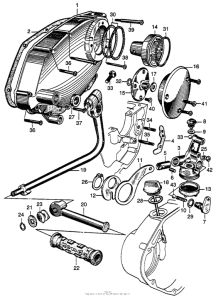 CB92 Oil pump + filter + right crankcase cover