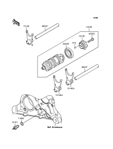 ZX600 Gear change drum / shift fork