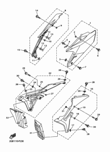 WR250F Боковые обтекатели