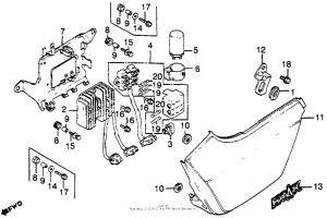 CB400 Left side cover + rectifier + fuse