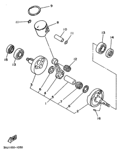 YZ125 Коленчатый вал и поршни