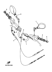 YBR125ED Рулевой рычаг и кабель