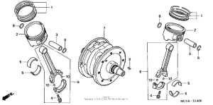 VTX1800R2 Коленчатый вал и поршни