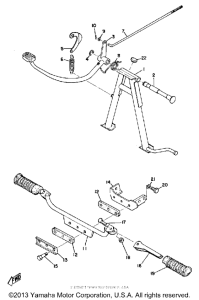 YAS1C Stand, foot rest & rear brake pedal