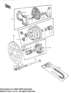 KX400 Rear hub / brake / chain