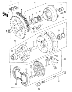 KZ400 Rear hub / brake / chain