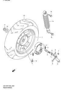 UC125 Rear wheel complete assy