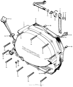 CL100 Right crankcase cover + clutch lever