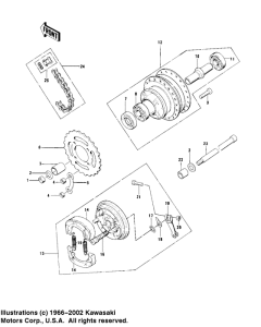 KD100 Rear hub / brake / chain