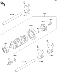 ZX600 Валы и вилки переключения передач