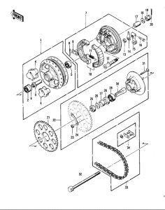 KZ400 Rear hub / brake / chain