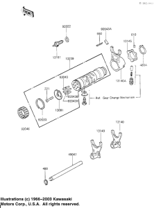 KZ700 Gear change drum & forks