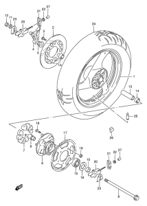 GSX750 Rear wheel complete assy