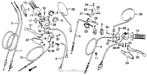 XL500R Control levers + switch + cables