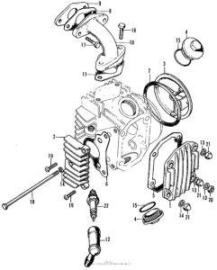 CT70 Cylinder head cover + inletpipe + spark plug
