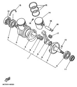 TZR250 Коленчатый вал и поршни