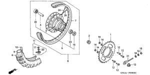 XR80R Rear wheel complete assy