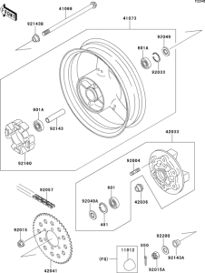 ZX750 Задняя ступица колеса