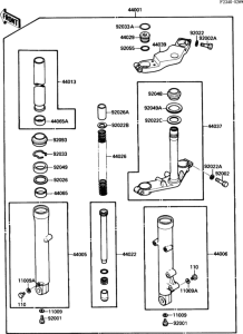 EX250 Передняя вилка