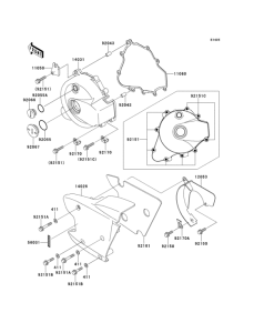 VN250 Левая крышка двигателя