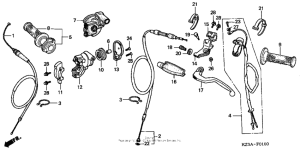 CR250R Handle lever + switch + cable ('02-'03)