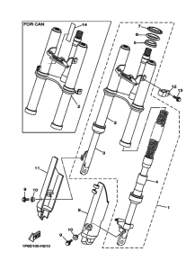 TTR50E Вилка передней оси