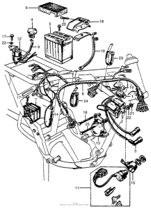 CB450 Wire harness + battery