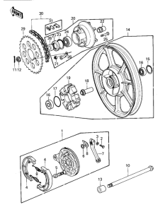 KZ1000 Rear wheel / hub / brake / chain