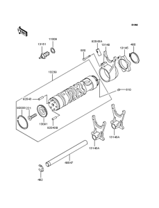 ZL400 Gear change drum & forks