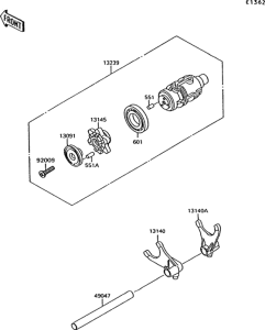 VN1500 Валы и вилки переключения передач