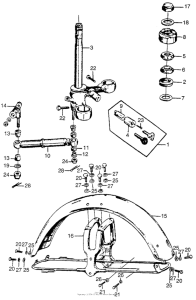 CL77 Steering stem + front fender