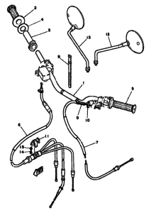 RD250LC Handlebar. cable
