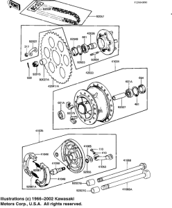 KE125 Rear hub / brake / chain