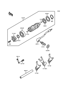 VN400 Gear change drum & forks