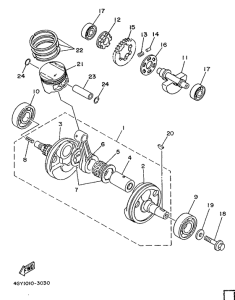 TT250R Коленчатый вал и поршни