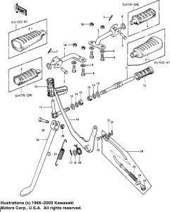 KV100 Footrests / stand / brake pedal