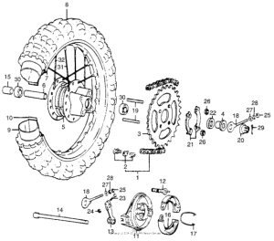 MR50 Rear wheel + drive chain
