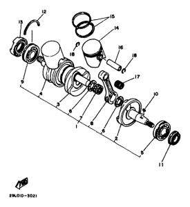 RD350F Коленчатый вал и поршни
