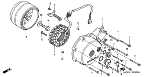 VT750C Left crankcase cover /  generator