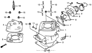 CR80R Цилиндр и головка цилиндра