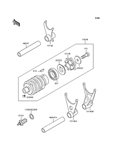 ZX400 Gear change drum & forks