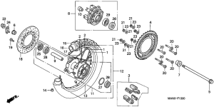 NX650 Rear wheel complete assy