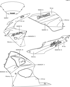 ZX600 Decals(ebony / gray / blue)