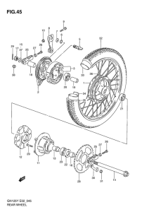 GN125 Rear wheel complete assy