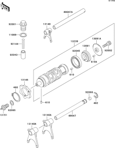 EX250 Валы и вилки переключения передач