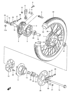 GN125 Rear wheel complete assy
