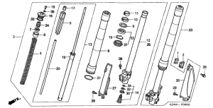 CR125R Вилка передней оси
