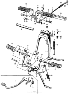 CL450 Rear brake rod + pedal + stand and step