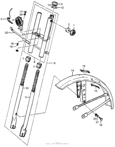 PA50 Front fork + front fender + horn